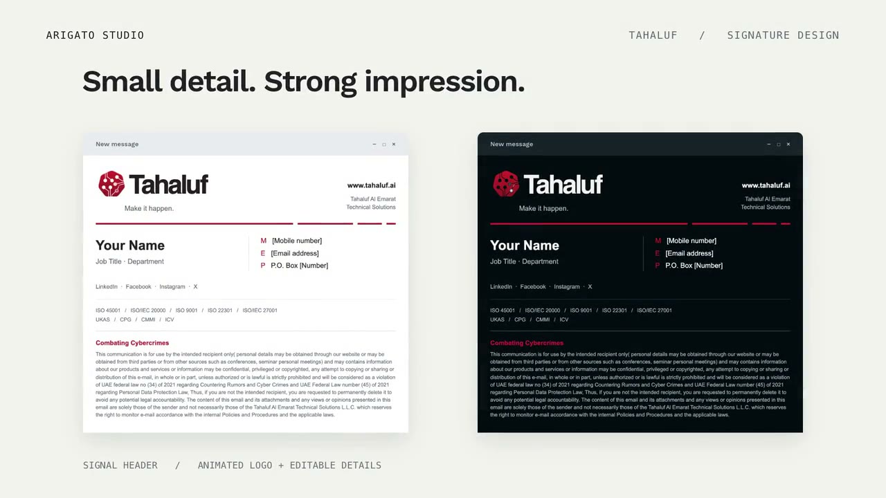 Tahaluf signature for Tahaluf (Animated email signatures)